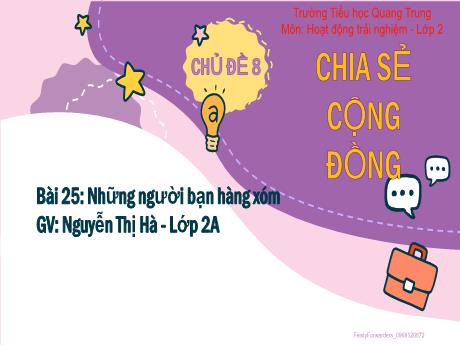 Bài giảng Hoạt động trải nghiệm Lớp 2 (Kết nối tri thức) - Chủ đề 8: Chia sẻ cộng dồng - Bài 25: Những người bạn hàng xóm - Nguyễn Thị Hà