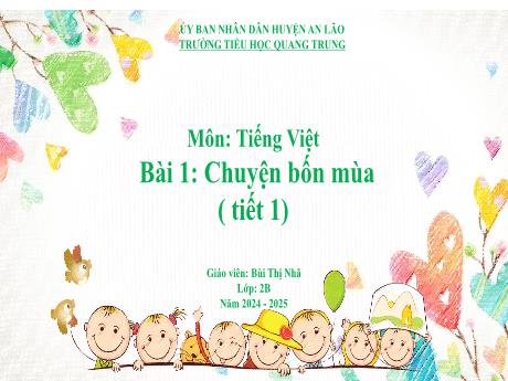 Bài giảng Tiếng Việt Lớp 2 (Đọc) Sách Kết nối tri thức - Bài 1: Chuyện bốn mùa (Tiết 1) - Năm học 2024-2025 - Bùi Thị Nhã