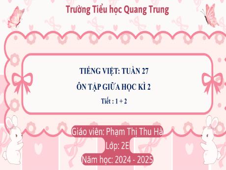 Bài giảng Tiếng Việt Lớp 2 (Kết nối tri thức) - Bài: Ôn tập giữa học kì II (Tiết 1+2) - Năm học 2024-2025 - Phạm Thị Thu Hà