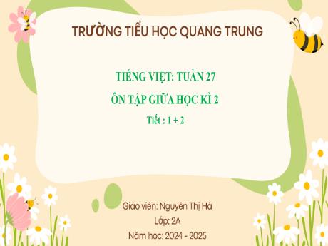 Bài giảng Tiếng Việt Lớp 2 (Kết nối tri thức) - Bài: Ôn tập giữa học kì II (Tiết 1+2) - Năm học 2024-2025 - Nguyễn Thị Hà