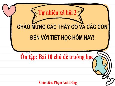 Bài giảng Tự nhiên xã hội Lớp 2 (Kết nối tri thức) - Bài 10: Ôn tập chủ đề Trường học (Tiết 1) - Phạm Anh Dũng