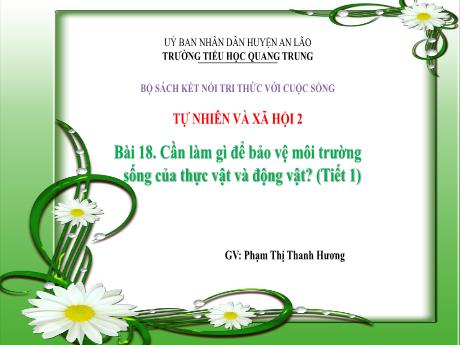 Bài giảng Tự nhiên xã hội Lớp 2 (Kết nối tri thức) - Bài 18: Cần làm gì để bảo vệ môi trường sống của thực vật và động vật? (Tiết 1) - Phạm Thị Thanh Hương